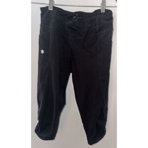 Athleta Capri Leggings‎ Black Drawstring Waist Size Medium Zippered Pocket